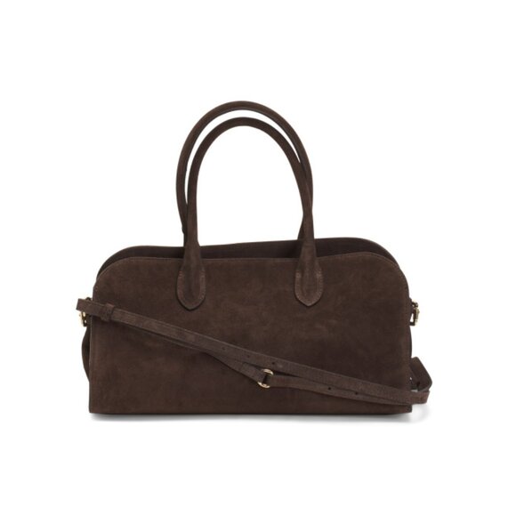 CLAUDIA Brown Made In Italy Suede East West Satchel - Picture 1 of 2
